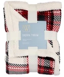 Wayland Sherpa Throw Plush Blanket Warm Soft Luxury Black Red Plaid 50 60" New. Fixed Price $39.99.