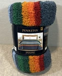 Pendleton Serape Stripes Sherpa Fleece Blue King Blanket N: 1623499 Rainbow. Fixed Price $149.99.