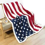 Us Flag Patriotic Sherpa Throw Blanket 60'', 50''X60'' B-american. Fixed Price $58.37.