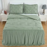 Chezmoi Collection French Country Chic Pinch Pleat Ruffle Skirt Bedspread Set. Fixed Price $53.99.