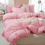 Etdiffe Pink Duvet Cover Full Size - 3 Piece Boho Bohemian Pom Fringe Microfi.... Fixed Price $44.12.