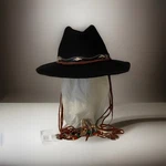 Western Women Cowgirl Hat Wool Felted Leather Trim /cord Boot & Bird Charms. Fixed Price $28.50.