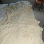 Cream Knitted Wool Floral Sofa Throw Blanket Fringed Decorative Traditional. Fixed Price $10.00.
