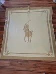 Vintage Polo Ralph Lauren Wool Blanket Big Pony Switzerland Reversible Tan Cream. Fixed Price $175.00.