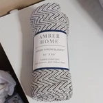 Amber Home Woven Throw Blanket 50 X 60 In Cotton White Gray Chevron Pattern. Fixed Price $14.99.