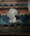Fleece Throw Blanket Yellowstone National Park Ynp 50X60 Elk Bear Buffalo Cabin. Fixed Price $29.00.