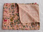 Indian Kantha Quilt Pink Handmade Bedspread Bedding Throw Cotton Floral Blanket. Fixed Price $55.99.