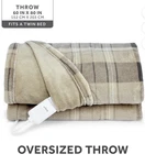 New Sunbeam Concordia Plaid Earthy Twin Bed/oversized Heated Throw Blanket 60X80. Fixed Price $49.99.