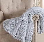 Christian Siriano - Grey Chevron Luxury Faux Fur 60 70 Inch,. Fixed Price $60.00.