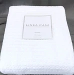 New Queen Blanket Linea Casa By Sferra White Mid-wht 100% Cotton Tricot Portugal. Fixed Price $144.11.