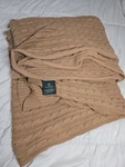 Vtg Lauren Ralph Cable Knit Cotton Throw Blanket 87X87 Brown 100%. Fixed Price $50.00.