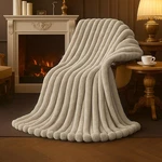 Faux Fur Throw Blanket For Couch, Cozy Fuzzy Fluffy Luxurious Soft Striped. Fixed Price $108.99.