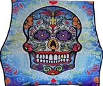 New Blue Plush Day Of The Dead Huge Sugar Throw Gift Blanket Skulls Decor. Fixed Price $14.46.