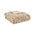 Badgley Mischka Home Tan Ruched 50" 70" Faux Fur Throw. Fixed Price $36.00.