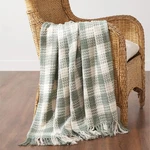 Vhc Brands Pistachio Woven Check Throw Blanket With Fringe 50X60. Fixed Price $27.95.