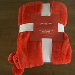 Wondershop Red Plush Lightweight Warmth Pom Blanket 66 In 90 Nwt. Fixed Price $9.50.