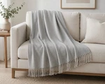 Pottery Barn Throw Blanket Gray Soft Textured Chevron Pattern Fringed 50X60 Inch. Fixed Price $28.98.