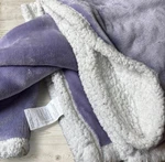Purple White Solid Color Sherpa Fleece Rectangular Throw Blanket No Closure. Fixed Price $12.85.