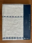 New Ralph Lauren Home Maggie White Linen Blue Embroidered Throw Blanket 54 X 72. Fixed Price $199.00.