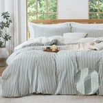 Mildly Jacquard Stripe Duvet Cover 3PCS 104X90 Sage. Fixed Price $114.99.