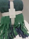 Threshold Throw Blanket 50X 60" Green/blue Stripe With Fringes. Fixed Price $19.95.