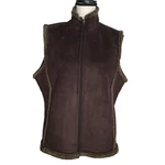 Bean Full Zip Vest Brown Micro Suede Sherpa Fleece Lining Pockets Medium. Fixed Price $39.99.
