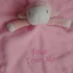 Lamb Pink Jesus Loves Precious Moments 2008 Satin Baby Security Blanket Lovey. Fixed Price $19.99.