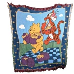 Vintage Beacon Disney Woven Tapestry Throw Blanket Winnie The Pooh & Tigger Usa. Fixed Price $22.40.
