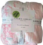 Laura Ashley, Pink & White Floral, Stripes, Reversible Full/queen Lush Blanket. Fixed Price $80.00.
