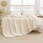 Miulee King Fleece Blanket 90X108 300GSM Soft Plush Striped Cream White Warm. Fixed Price $53.55.