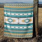 Throw Blanket Aztec Southwestern Navajo Tribal Teal 50"X60" Horimote Home. Fixed Price $47.25.