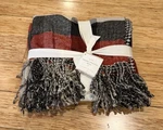 Pottery Barn Christmas Whitaker Reversible Throw Blanket Red Plaid Houndstooth. Fixed Price $68.00.
