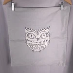 West Elm Owl Throw Pillow Cover Gray 18X18 Embroidered Cotton Rayon Modern. Fixed Price $22.24.
