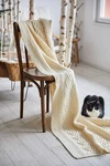 Saol 100% Merino Wool Aran Irish Cable Knit Throw Blanket 69" X 44". Fixed Price $103.90.