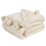 Fluffy Throw Blanket Pom Tassel Soft Sofa Couch Bed Warm Cute Fuzzy. Fixed Price $22.99.
