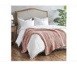 Madison Park Pink Blush Chunky-knit Handmade Throw Blanket, 50" X 60". Fixed Price $60.00.