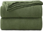 Olive Green Cotton Cable Knit Throw Blanket For Couch Sofa Bed Home Decorativ.... Fixed Price $43.80.