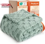 Bedsure Gentlesoft Sage Green Throw Blanket For Couch - Checkered Fleece. Fixed Price $21.37.