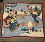 Vtg Disney World Blanket Tapestry Throw Ice Skating Pluto Goofy Mickey 60X50. Fixed Price $25.20.