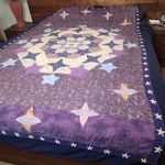 Hand Made Patchwork Twin Blanket Applique Star Sun Boho Celestial Purple 79X53. Fixed Price $38.95.