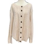 Northcrest Chunky Cable Knit Button Cardigan Sweater Cream Cotton Blend WOMEN1X. Fixed Price $24.99.