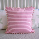 Pink Gingham Throw Pillow Covers Set Of 2 Pom Trim Girly Room Decor 18X18. Fixed Price $24.99.
