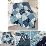Microfiber Quilted Throw Blanket 50X60 Blue Boho Pattern Reversible Lap. Fixed Price $42.69.