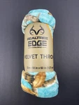 Realtree Edge Camo Print Velvet Throw Blanket 50 X60 Teal Brown Seafoam. Fixed Price $19.95.
