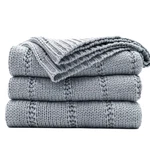 Recyco Cable Knit Light Grey Throw Blanket Twin Size For Couch Super Soft Warm. Fixed Price $73.10.