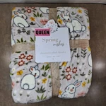 Spring Wishes Bunny Plush Blanket Queen 90X90 Easter Rabbit Floral Throw. Fixed Price $33.96.