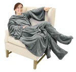 Catalonia Wearable Fleece Blanket With Sleeves And Foot One Size, Gray. Fixed Price $36.23.