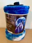 American Heritage Royal Plush Raschel Throw Blanket Howling Wolf Moon 50"X60". Fixed Price $25.00.