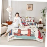 London Kids Comforter Set Size,telephone Booth Big Ben Red Bus Queen Multi 01. Fixed Price $42.49.