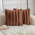 Neelvin Brown Faux Fur Cozy Soft Stripe Decorative Throw Pillow Covers 20X20 Inc. Fixed Price $38.98.